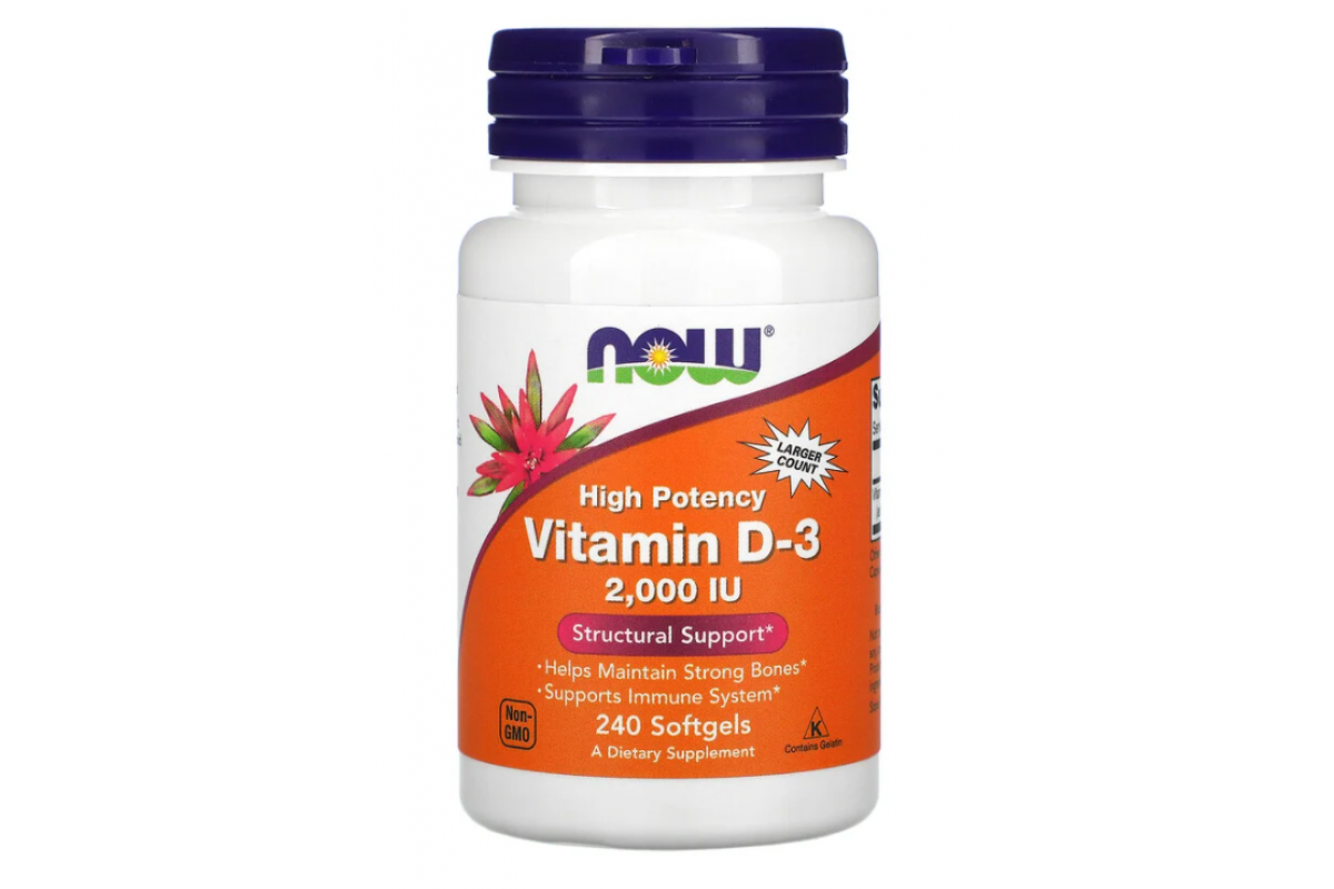 NOW Vitamin D3 2000 Витамин Д-3 240 капс.