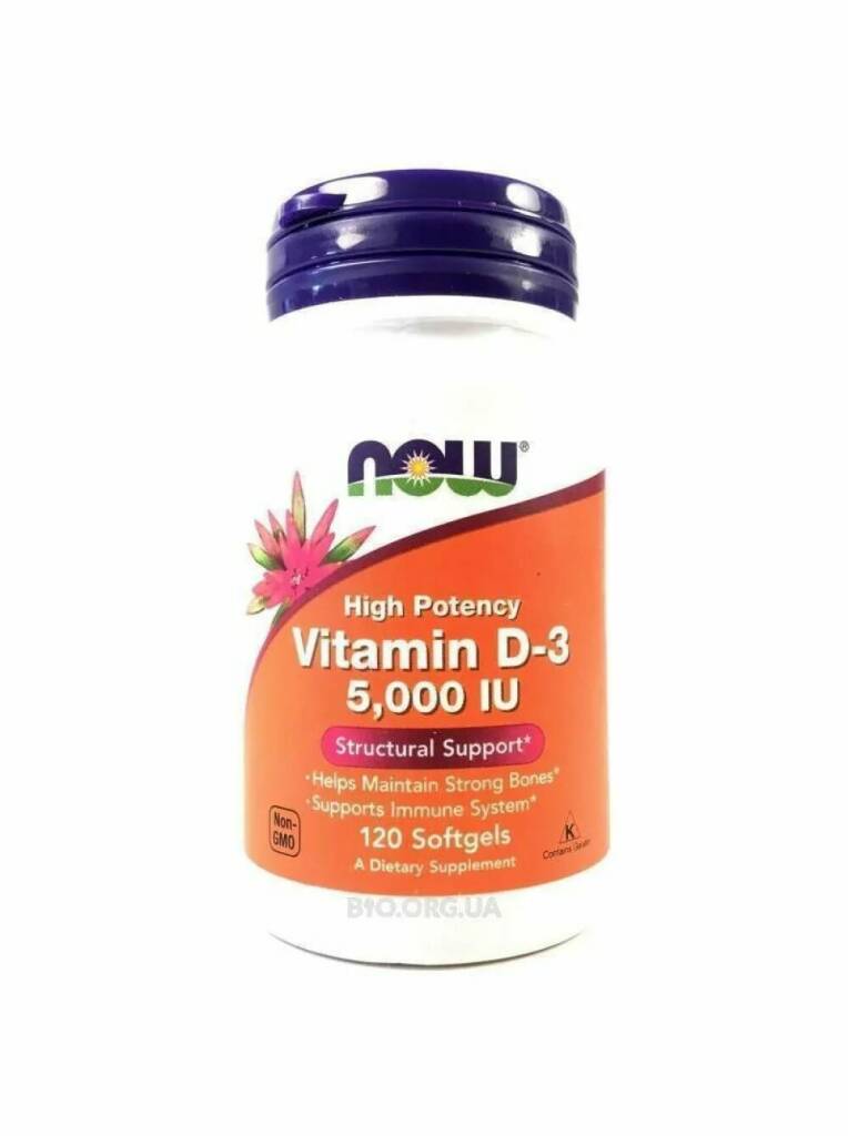 NOW Vitamin D3 5000 Витамин Д-3 120 капс.