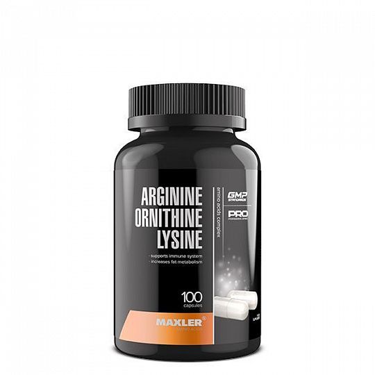 Maxler Arginine Ornithine Lysine Аргинин Орнитин Лизин 100 капс.