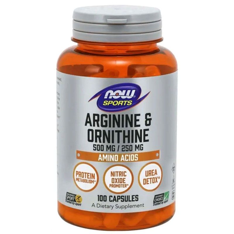 NOW Arginine & Ornithine Аргинин и Орнитин 100 капс.