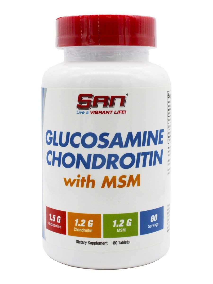 SAN Glucosamine Chondroitin MSM Глюкозамин 180 табл.