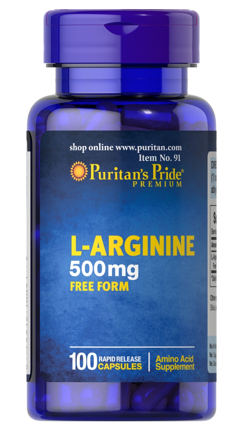 Puritan's Pride L-Arginine Аргинин 500 мг. 100 капс.