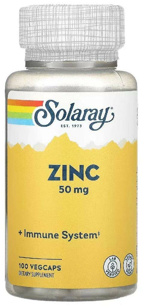 Solaray Zinc 50 mg. Цинк 100 капс. 50 мг.
