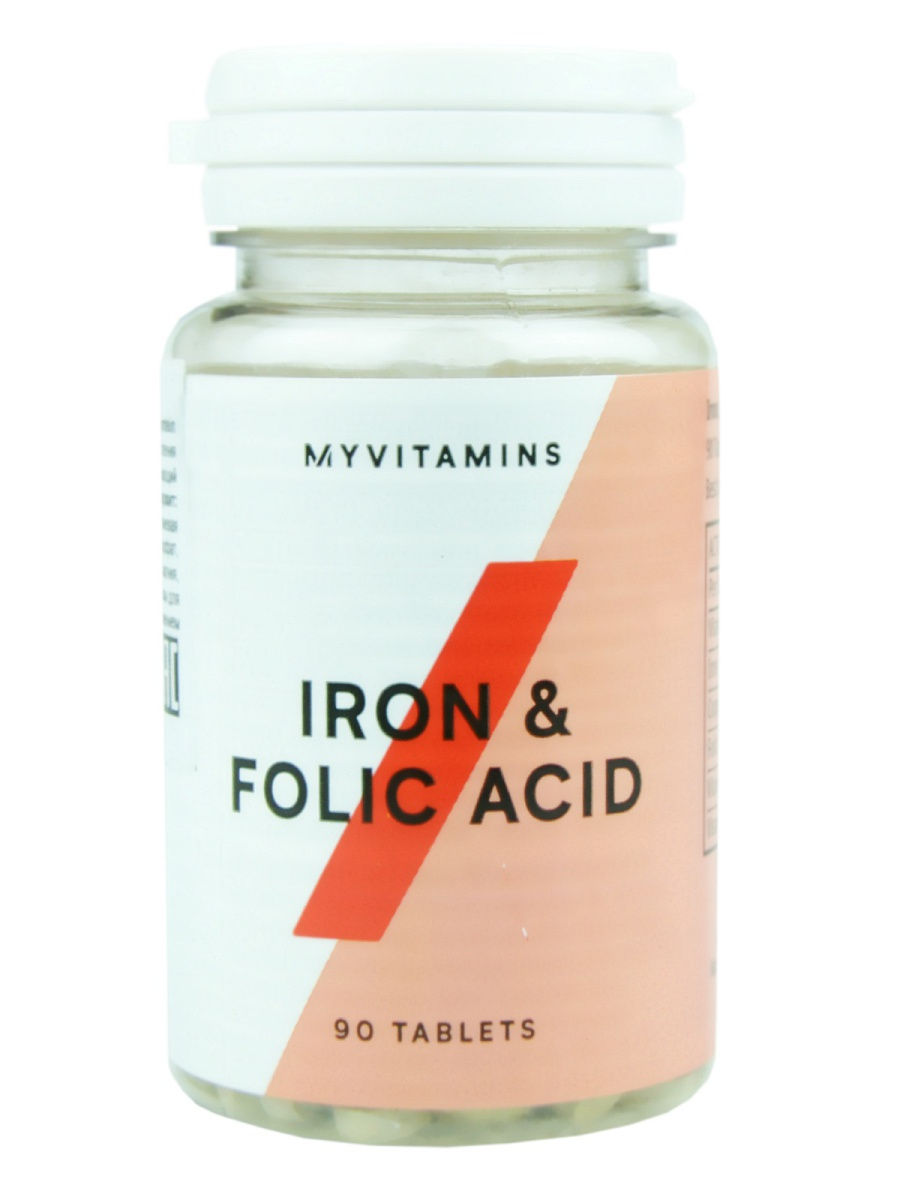 Myvitamins Iron & Folic Acid Железо и Фолиевая Кислота 90 табл.