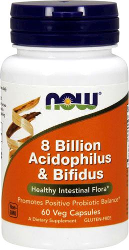 NOW 8 Billion Acidophilus & Bifidus Пробиотик 60 капс.