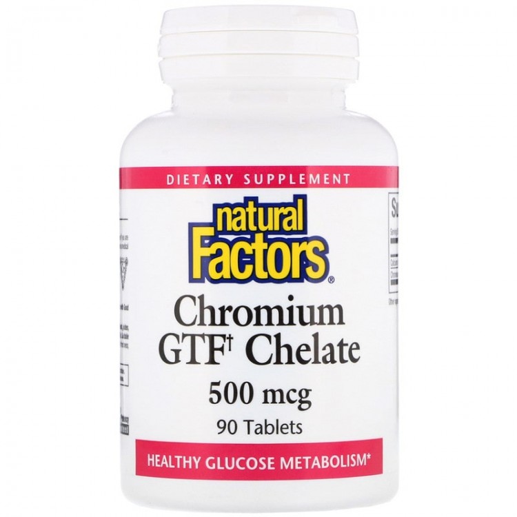 Natural Factors Chromium GTF Chelate хром 500 мкг. 90 табл.